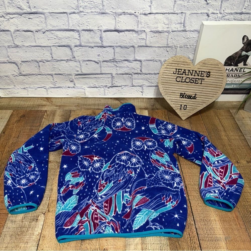 Patagonia Synchilla "Harvest Moon" Allover Owl Print Snap T Sweater - Picture 14 of 14